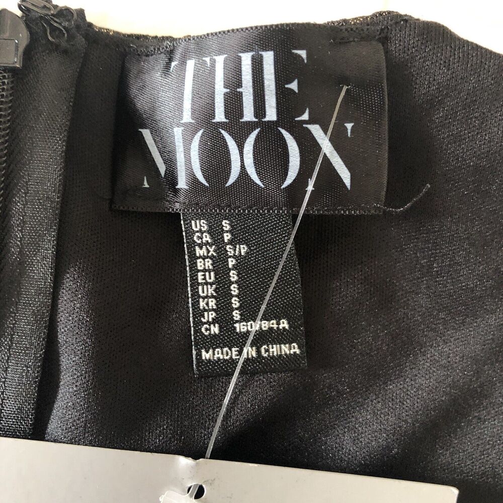 New THE MOON COLLECTION Black Gold Cut Out Mini Dress Size Small Chevron Party - Picture 8 of 12